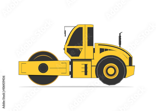 Road roller isolated on background