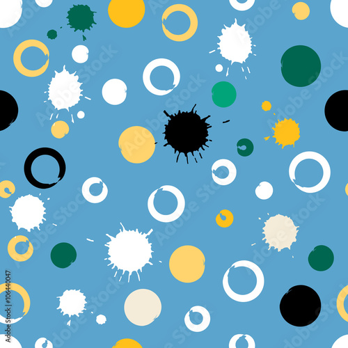 Cute vector seamless pattern . Brush strokes, circles and blots. Endless texture can be used for printing onto fabric or paper