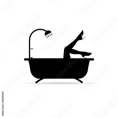  girl legs illustration in bathtube