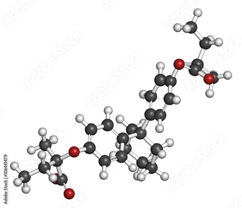 Clinofibrate hyperlipidemia drug molecule (fibrate class).  photo