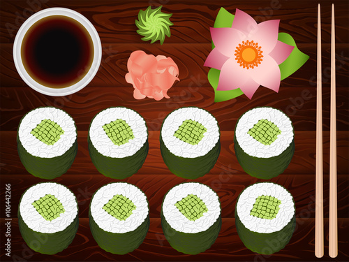 SUSHI ROLL SET SOY SAUSE GINGER CHOPSTICKS 3