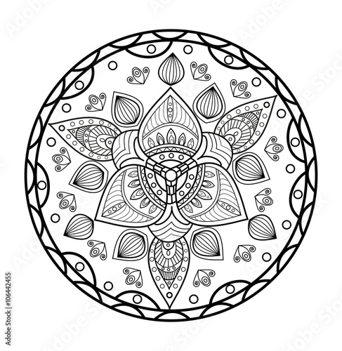 Black and white mandala vector for coloring, mandala in bianco e nero vettoriale da colorare