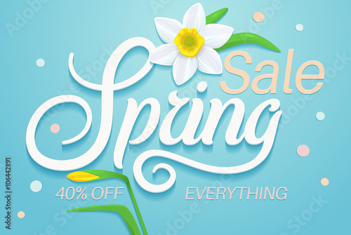 Spring Sale Banner. Sale poster template. Sale Design with Colorful Flowers. Sale Background for Spring Seasonal Promotion. Sale Flyer design, banner discount, poster and other