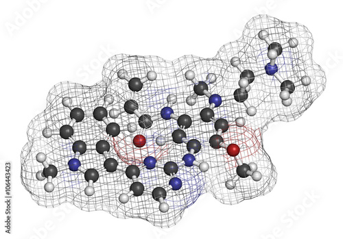 Osimertinib cancer drug molecule. 3D rendering. 