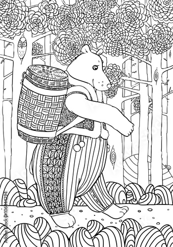 Медведь с лубяной корзиной (Bear with basket of bast)