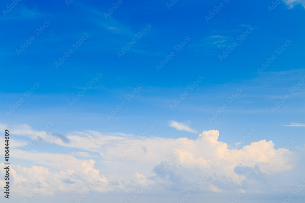 Blue sky background.