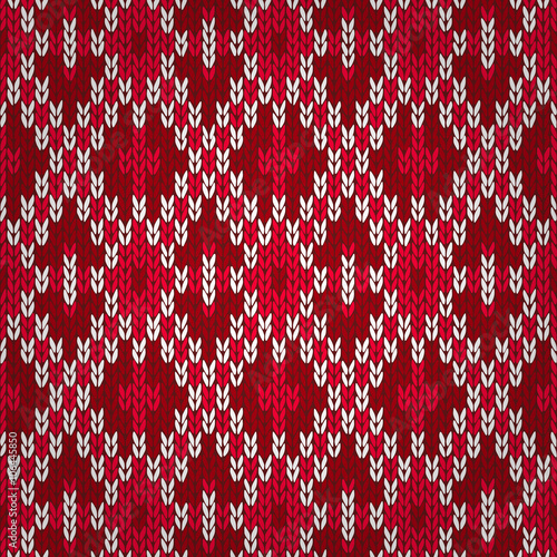 Seamless Christmas Red Knitted Pattern