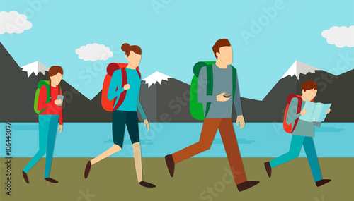 Family weekend outdoors. Vector