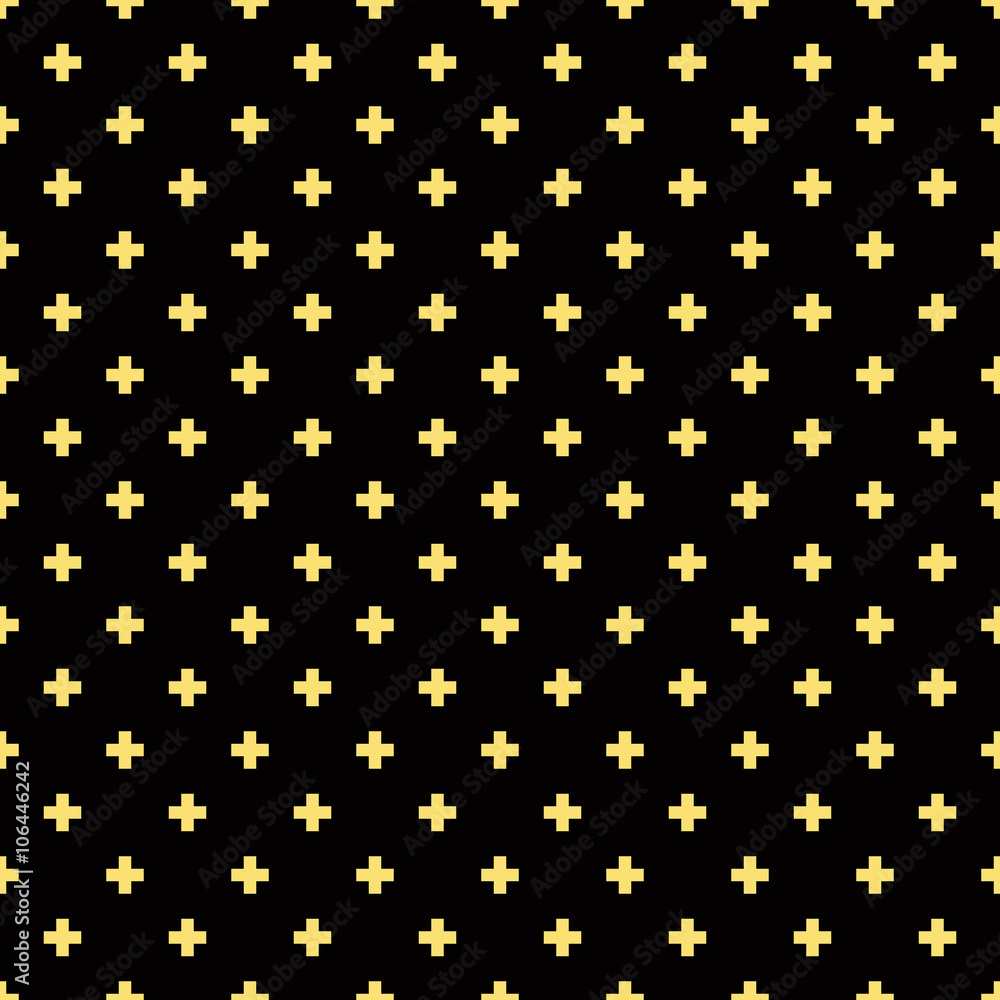 Seamless black and gold luxury op art plus cross symbol pattern vector Seamless black and gold luxury op art plus cross symbol pattern vector