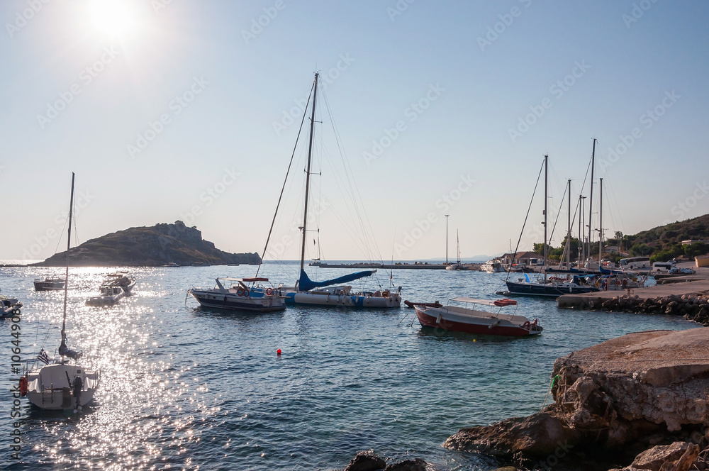 Agios Nikolaos port on Zakynthos at sunrise