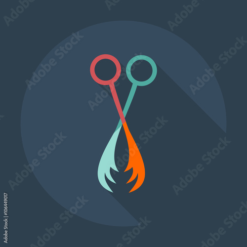 Flat modern design with shadow icons thinning scissors