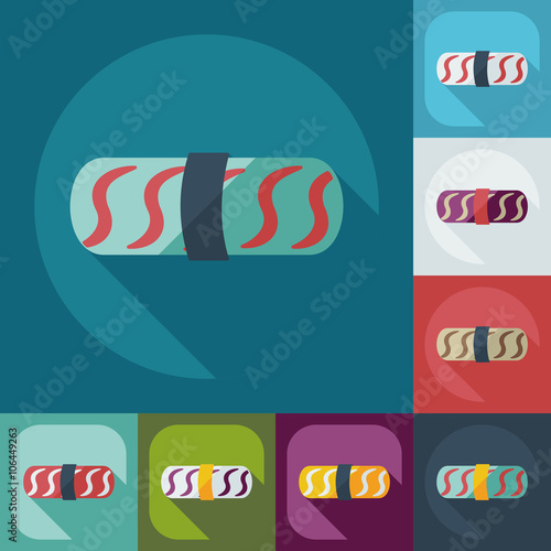 Flat modern design with shadow icons Japanese sushi