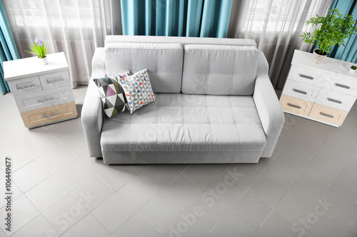 Modern room interior, top view