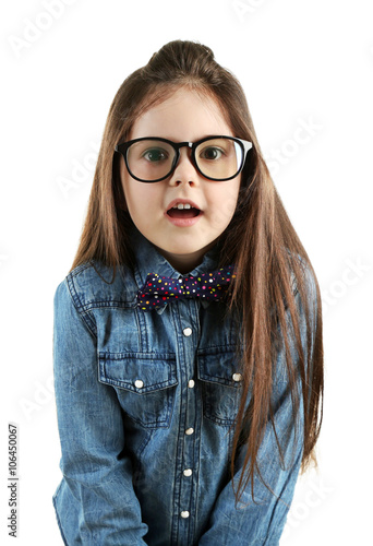 Cute little girl in glasses...