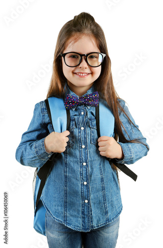 Little girl with school bac...