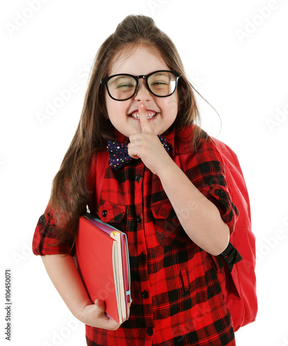 Little girl with backpack a...