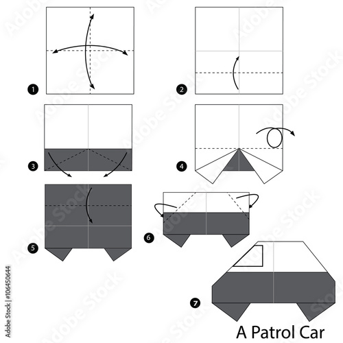 Step by step instructions how to make origami A Patrol Car.