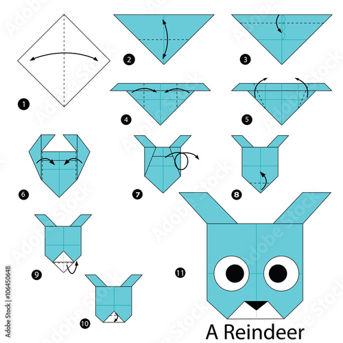 step by step instructions how to make origami A Reindeer.