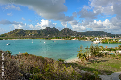 Caribbean bay - Antigua island with white sand, turquoise ocean