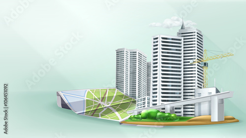 City building background, vector illustration