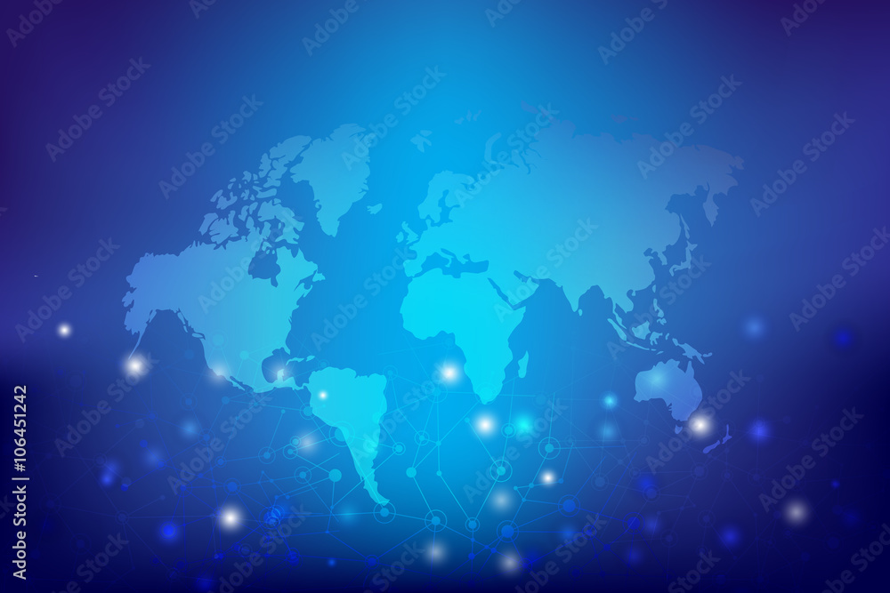 Abstract background world map and connection concept vector illu Abstract background world map and connection concept vector illu