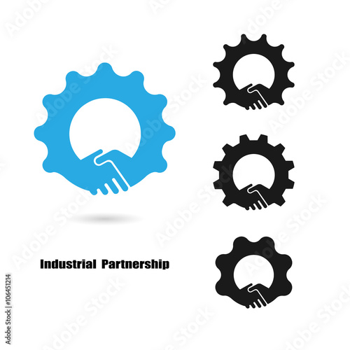 Creative handshake logo and industrial idea concept background,b