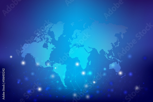Abstract background world map and connection concept vector illu