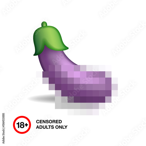 Eggplant closed by censorship, symbol adult only