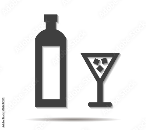 bottle and glass double shadow icon vector