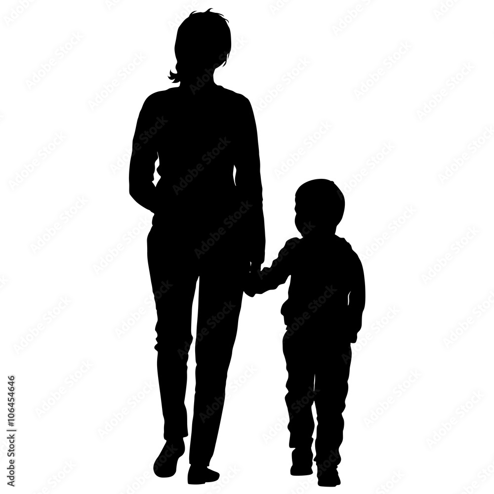 Black silhouettes Family on white background. Vector illustratio Black silhouettes Family on white background. Vector illustratio