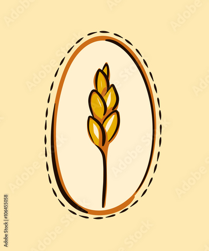 Cartoon wheat ear in a fram...