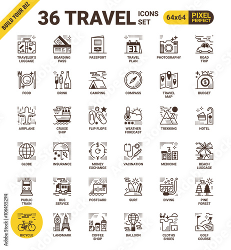 Travel pixel perfect icons
