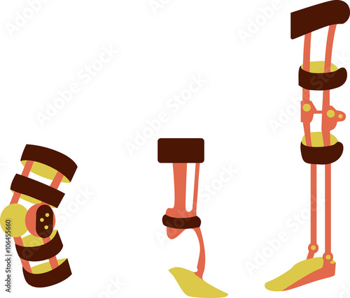 Set of flat vector images orthosis for knees and feet