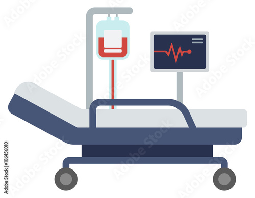 Hospital bed with medical equipments.