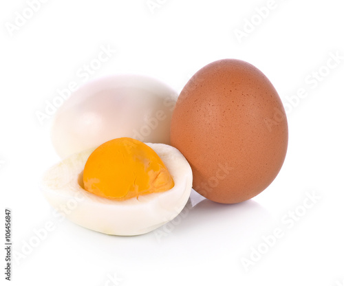 Half of Boiled egg isolated on white background