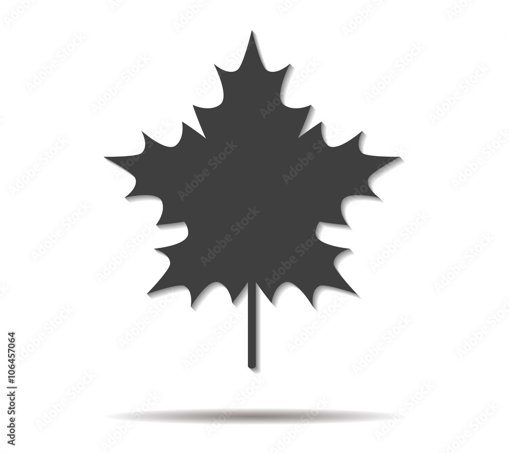 leaf double shadow icon vector leaf double shadow icon vector