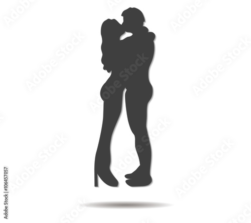 kissing couple double shadow icon vector
