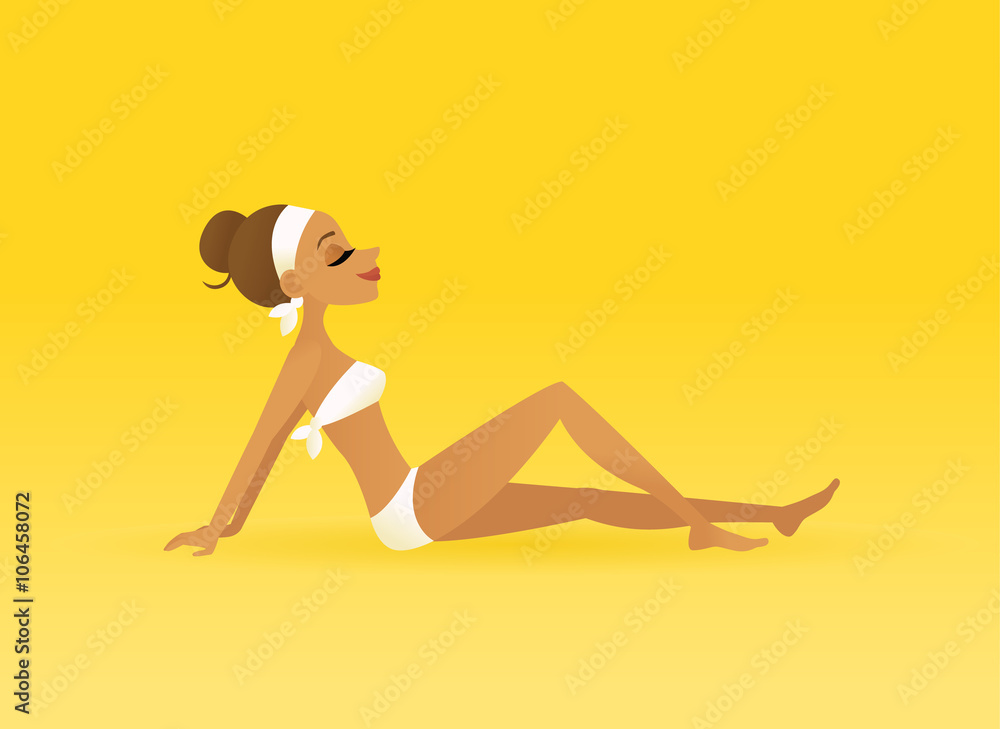 Young woman sunbathing in the golden sunlight Young woman sunbathing in the golden sunlight