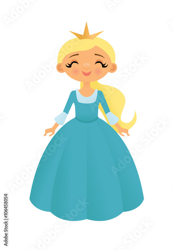 Smiling princess in a blue dress