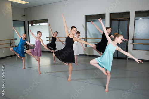 Group of ballet dancers in studio