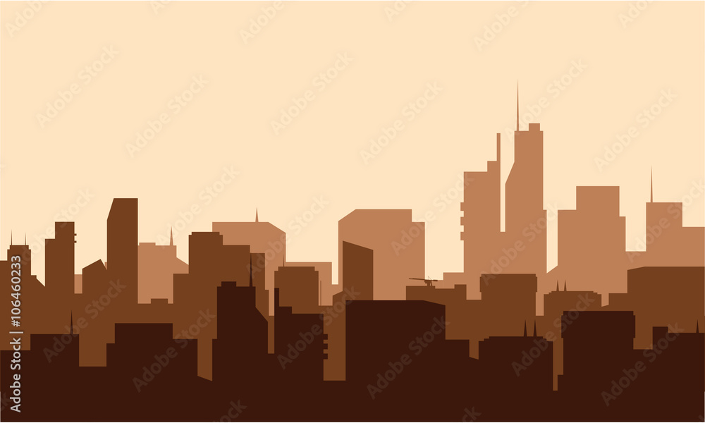 Silhouette of advanced city