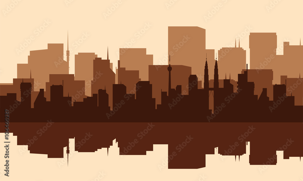Silhouette of the city with towers