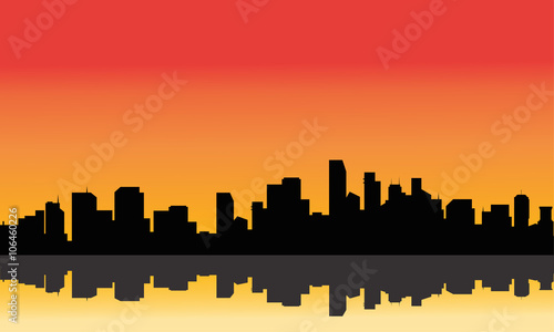 Silhouette of the city from afar