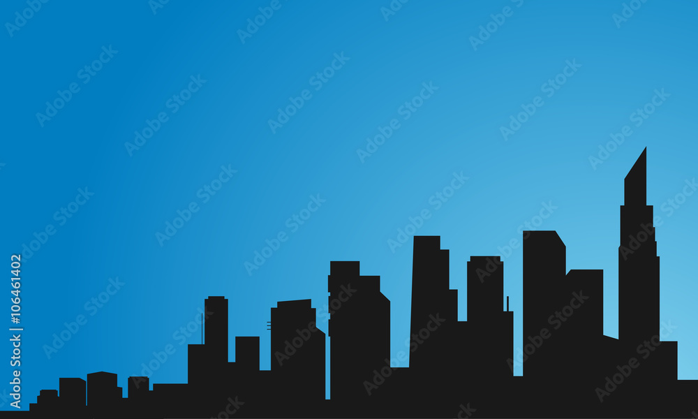Silhouette of many buildings