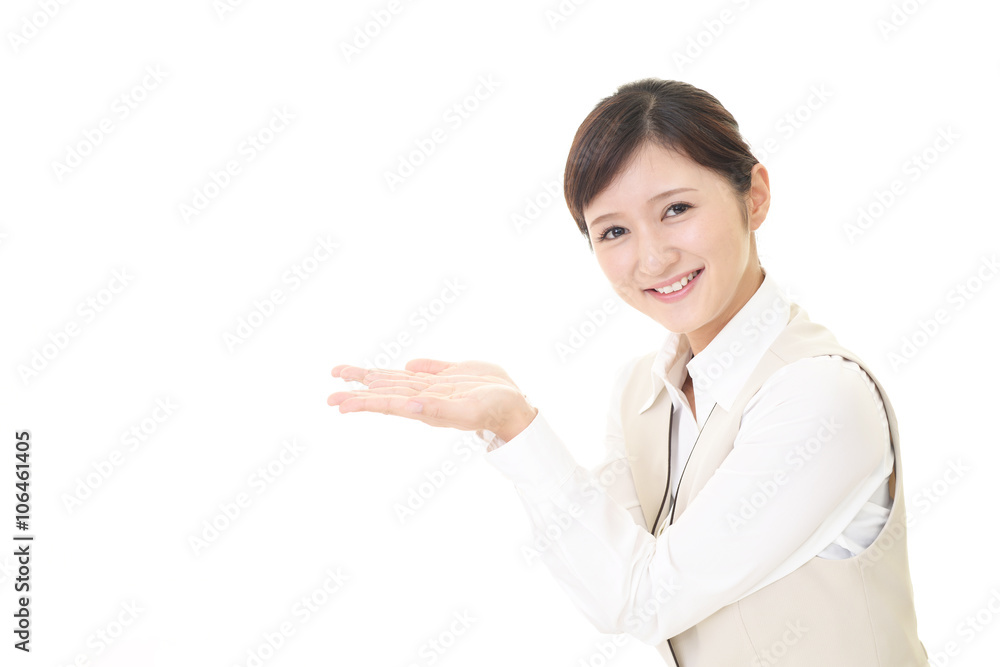 案内する女性 案内する女性