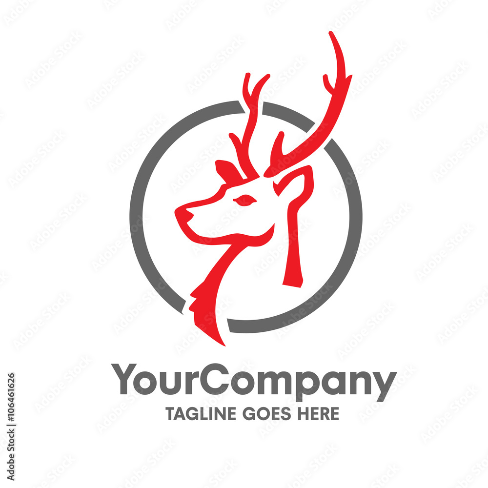 Fototapeta premium head deer logo with circle vector set design