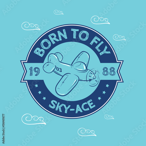 Kids t-shirt print. Design for wear. 2 color design.