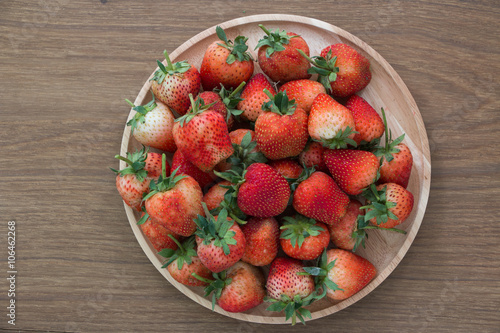 Fresh strawberries on a table.