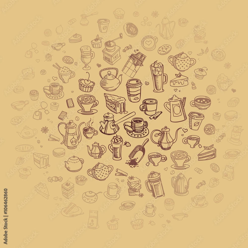 hand drawn coffee background hand drawn coffee background