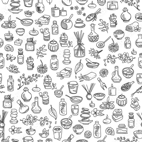 doodle spa elements, seamless background